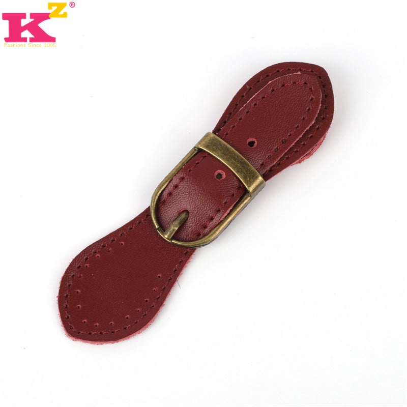 Cross-border in stock hot sale ins genuine leather magnetic buckle bag handmade DIY bag accessories multi-color threading leather buckle Wine red 