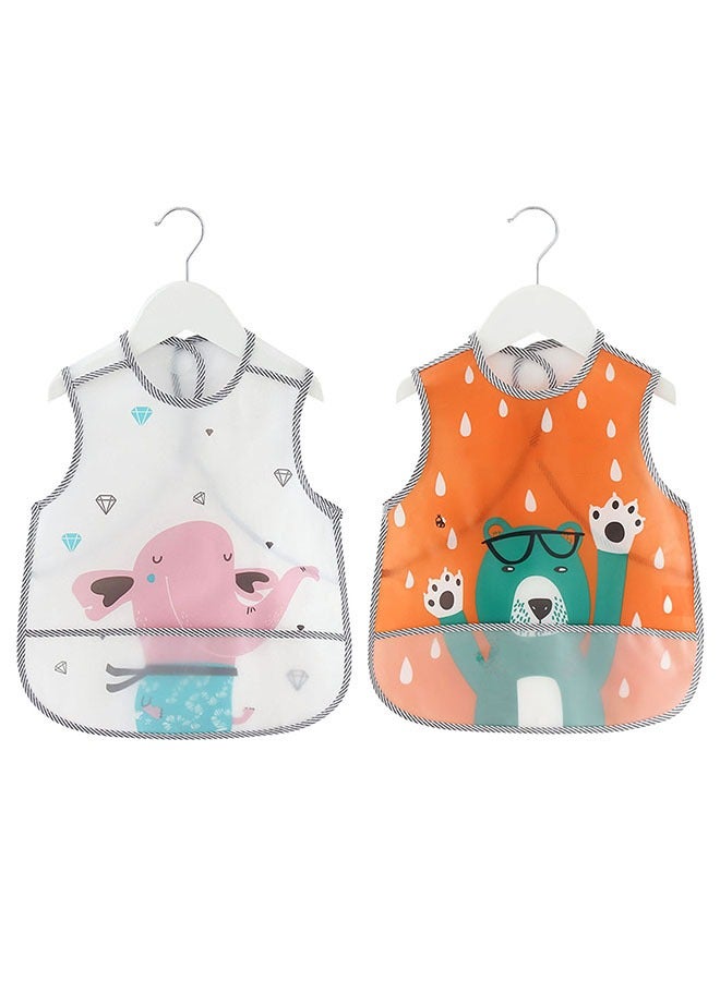 ZCM-HAPPY 2-Piece Animal Printed Waterproof Crumb Catcher Pocket Bib Set – Adjustable Neckband Baby Bibs – Cute and Functional Waterproof Bibs for Mess-Free Feeding – Perfect Baby Feeding Accessories  - Image 4