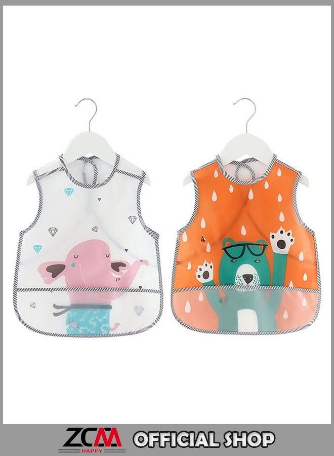 ZCM-HAPPY 2-Piece Animal Printed Waterproof Crumb Catcher Pocket Bib Set – Adjustable Neckband Baby Bibs – Cute and Functional Waterproof Bibs for Mess-Free Feeding – Perfect Baby Feeding Accessories  - Image 5