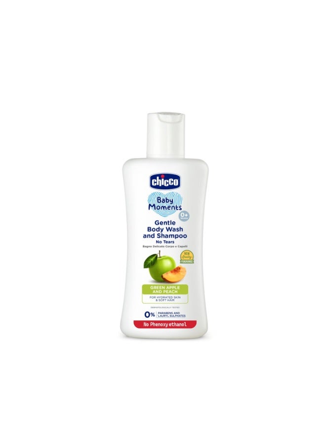 Chicco Baby Moments Gentle Bodywash & Shampoo with Green Apple & Peach, 100ml | Head-to-Toe | No Tears Formula | Hydrated Skin & Hair | Dermatologically Tested | Parabens & Phenoxyethanol Free - Image 2