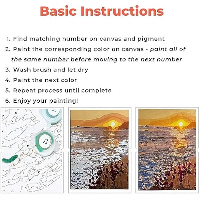 NUMBER PAINTING SET, PAINT BY NUMBERS FOR KIDS ADULTS, CANVAS DIY OIL PAINTING BRUSHES AND ACRYLIC PIGMENT, UNLEASH YOUR INNER ARTIST WITH DIY PAINT BY NUMBER KITS HOME DECORS FRAMELESS 16X20 INCH - Image 4