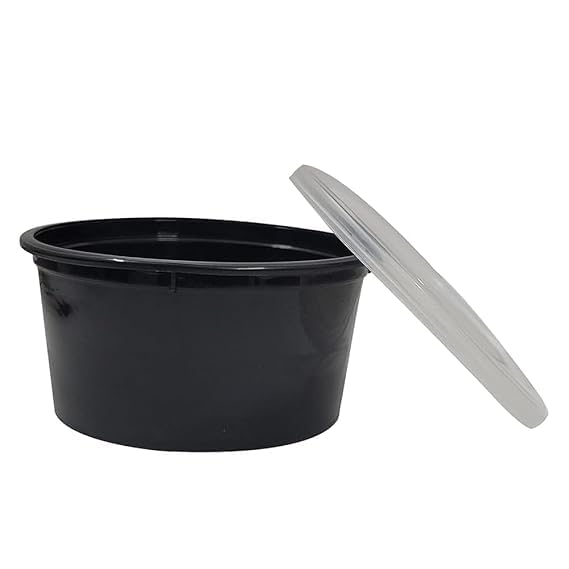 SANWALSA [500 ml, 25 Count, Round, Black Reusable Plastic Food Storage Containers with Lid | Airtight, Microwave Safe Containers | Perfect for Meal Prep, Storage, Takeaway & Food Delivery - Image 2