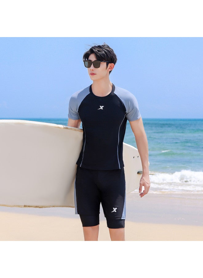 XTEP Men's Swimming Suit And Cap Set, Separated Anti-embarrassment Large Size Double-layer Swim Trunks, Versatile Breathable Sports Training Swimwear - Image 3