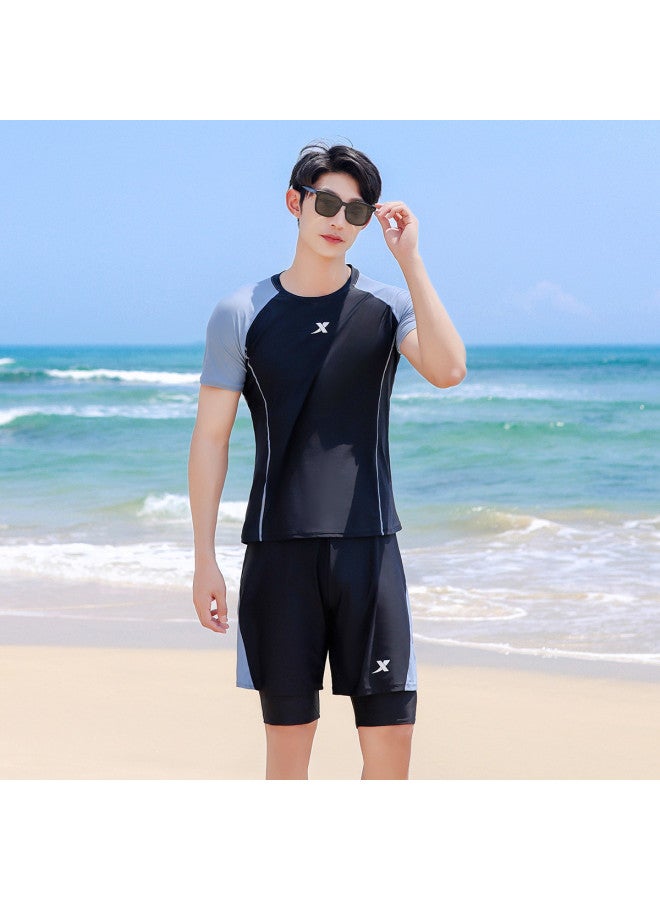 XTEP Men's Swimming Suit And Cap Set, Separated Anti-embarrassment Large Size Double-layer Swim Trunks, Versatile Breathable Sports Training Swimwear - Image 4