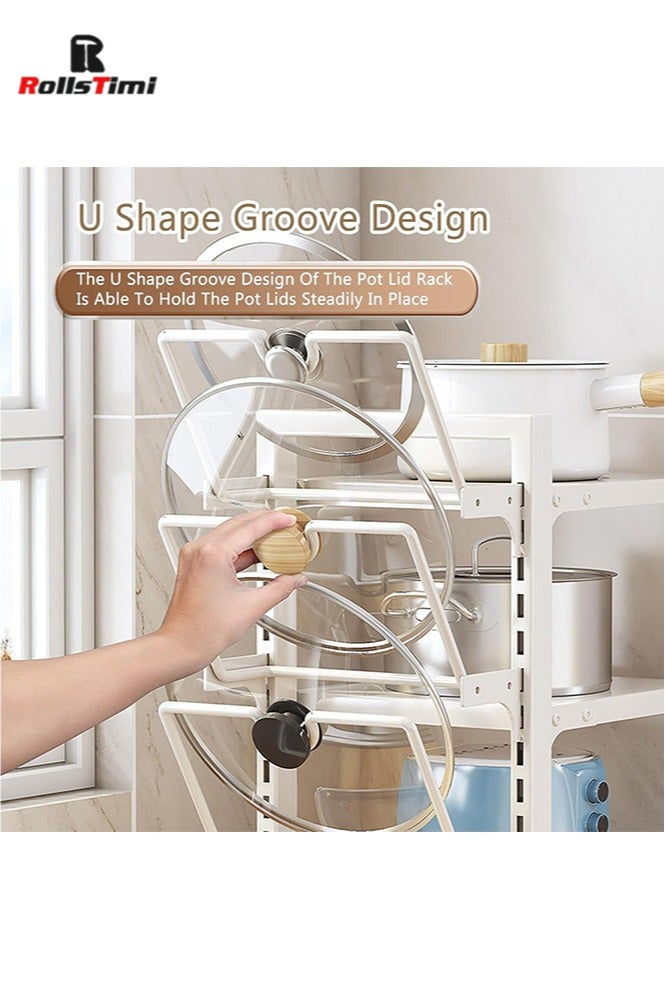 RollsTimi  Adjustable Pan Organizer Rack, Multifunctional Standing Pot Rack for Cabinet, Pot Lid Holders, Carbon Steel Cast Iron Pot Rack for Kitchen Organization Storage 3Layers - Image 5