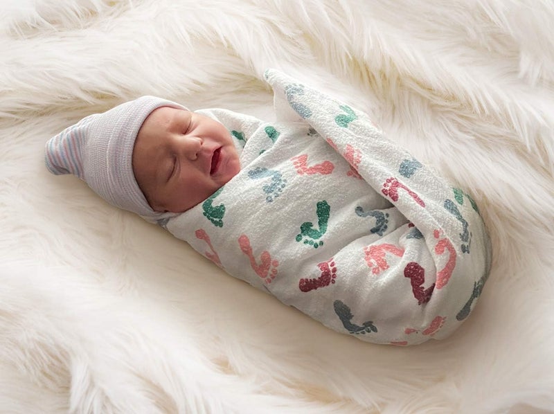 pill thing Swaddle Baby Hospital Receiving Blanket 6 Pack for Boy Girl Newborn Babies - Breathable Cotton - Durable Hospital Quality - Generous Size (Baby Feet, 6 Pack) - Image 1