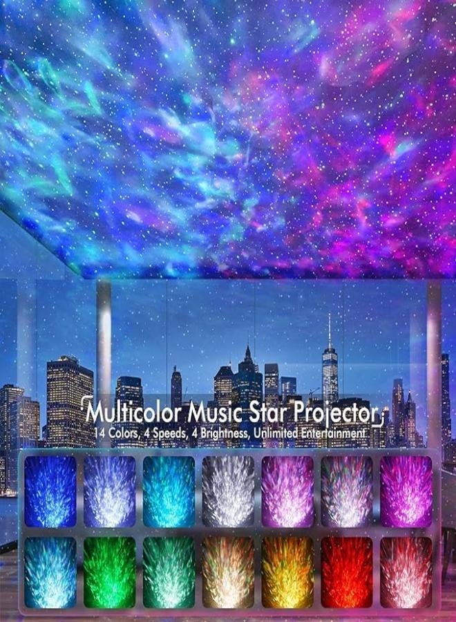M MIAOYAN Bedroom projector, remote control and white noise bluetooth speaker, 14 colors LED night light for kids room, adult home theater, party, living room decoration  - Image 2