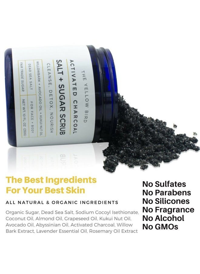 The Yellow Bird Natural Activated Charcoal Body & Face Scrub. Exfoliating Dead Sea Salt & Sugar Scrub. Deep Cleansing Pore Minimizer. Anti Cellulite, Acne, Blackhead, Scars, Wrinkle Treatment.  - Image 2