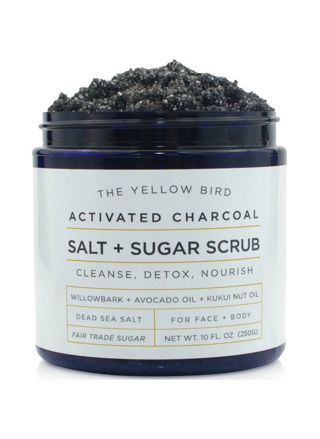 The Yellow Bird Natural Activated Charcoal Body & Face Scrub. Exfoliating Dead Sea Salt & Sugar Scrub. Deep Cleansing Pore Minimizer. Anti Cellulite, Acne, Blackhead, Scars, Wrinkle Treatment.  - Image 1
