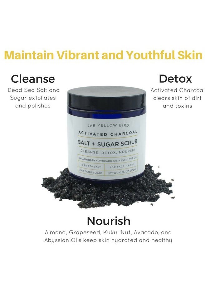 The Yellow Bird Natural Activated Charcoal Body & Face Scrub. Exfoliating Dead Sea Salt & Sugar Scrub. Deep Cleansing Pore Minimizer. Anti Cellulite, Acne, Blackhead, Scars, Wrinkle Treatment.  - Image 3