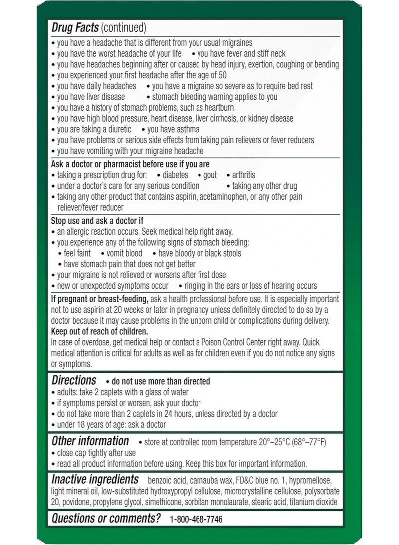 EXCEDRIN Migraine Relief Caplets to Alleviate Migraine Symptoms - 200 Count - Image 2