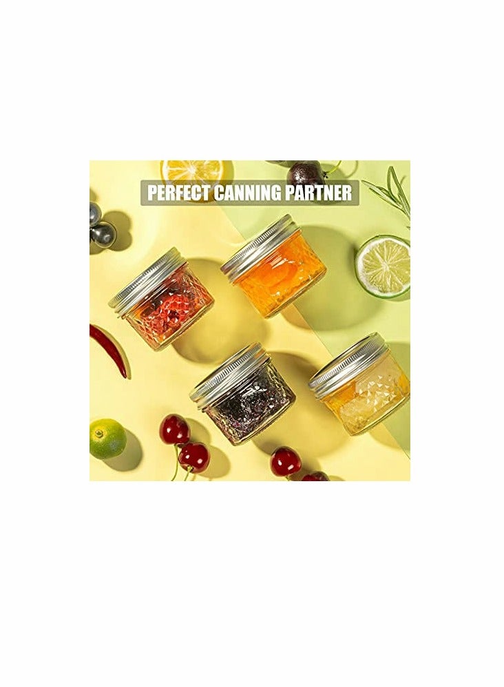 KASTWAVE برطمانات ميسون زجاجية صغيرة سعة 4 أونص مع أغطية وفم عادي محكمة الغلق وحزام، برطمانات كريستالية مموجة للمربى، التوابل، تخزين الطعام، هدايا الزفاف/الدش، المعلبات، الشرب - عبوة 12 - Image 2