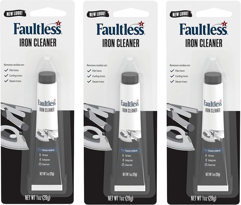 Faultless Hot Iron Cleaner, Non-Toxic Steam Iron Cleaner, Removes Melted Fabrics, Glue, Hard Water, Lime Deposits & Starch (1 oz) (3 Pack) - Image 1