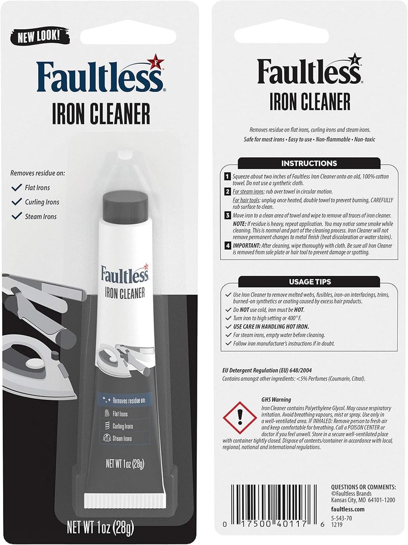 Faultless Hot Iron Cleaner, Non-Toxic Steam Iron Cleaner, Removes Melted Fabrics, Glue, Hard Water, Lime Deposits & Starch (1 oz) (3 Pack) - Image 2