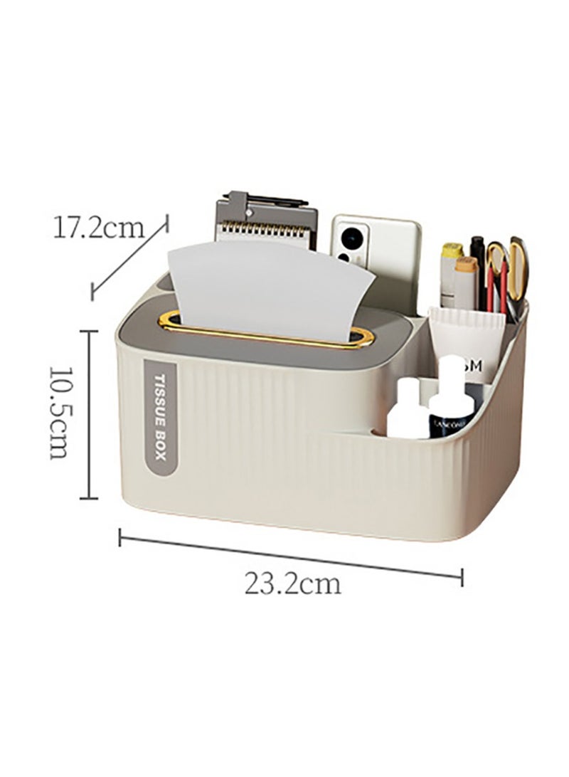 NIIMBOT Desk Organizer 6-Compartment Plastic Tissue Box Organizer with Holder, Multifunctional Desk Storage for Remote, Phone, Pens - Home Office Cube Organizer with Multi-Use Sections  - Image 2