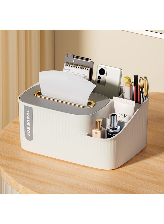 NIIMBOT Desk Organizer 6-Compartment Plastic Tissue Box Organizer with Holder, Multifunctional Desk Storage for Remote, Phone, Pens - Home Office Cube Organizer with Multi-Use Sections  - Image 4