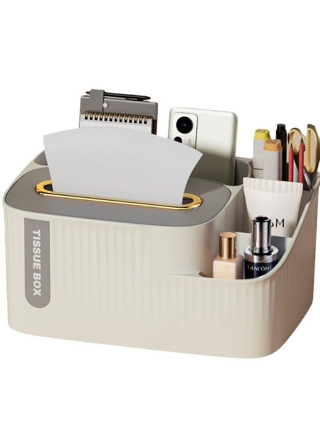NIIMBOT Desk Organizer 6-Compartment Plastic Tissue Box Organizer with Holder, Multifunctional Desk Storage for Remote, Phone, Pens - Home Office Cube Organizer with Multi-Use Sections  - Image 5