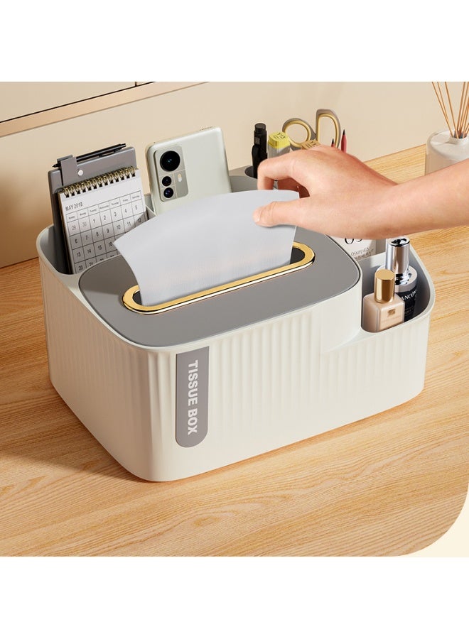 NIIMBOT Desk Organizer 6-Compartment Plastic Tissue Box Organizer with Holder, Multifunctional Desk Storage for Remote, Phone, Pens - Home Office Cube Organizer with Multi-Use Sections  - Image 3