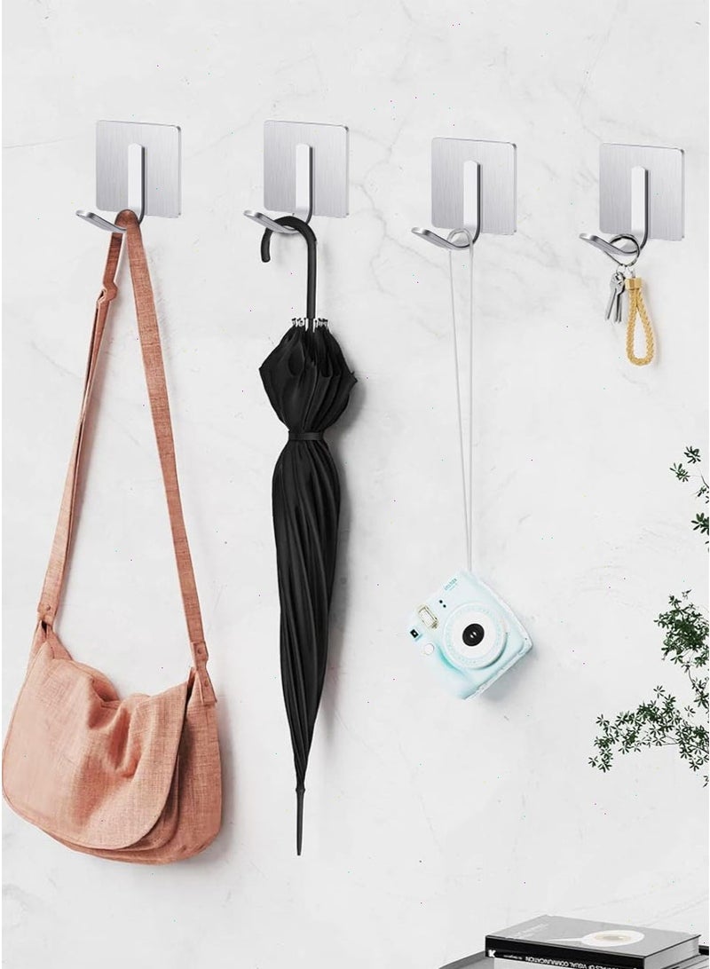 توبيتش 6 حزمة لاصق جدار السنانير لتعليق ، منشفة السنانير للحمام ، الثقيلة منشفة رف الحائط ، معطف السنانير ، دش السنانير لتعليق رداء ، المطبخ السنانير (الفضة) - Image 5