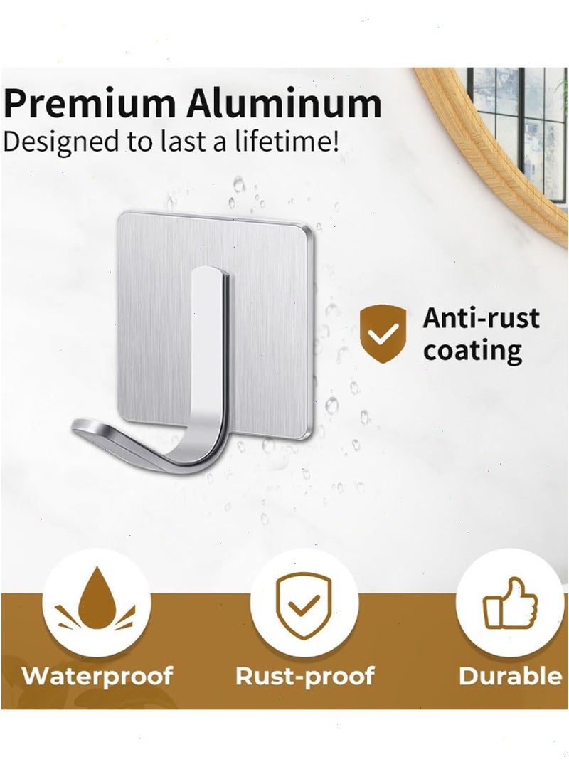 توبيتش 6 حزمة لاصق جدار السنانير لتعليق ، منشفة السنانير للحمام ، الثقيلة منشفة رف الحائط ، معطف السنانير ، دش السنانير لتعليق رداء ، المطبخ السنانير (الفضة) - Image 3