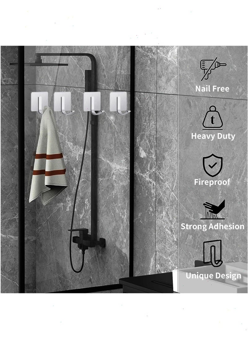 توبيتش 6 حزمة لاصق جدار السنانير لتعليق ، منشفة السنانير للحمام ، الثقيلة منشفة رف الحائط ، معطف السنانير ، دش السنانير لتعليق رداء ، المطبخ السنانير (الفضة) - Image 4