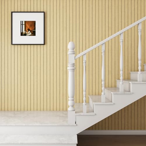 Decotalk White Oak Wood Slat Wall Panel Faux Wood Slat Panels Peel and Stick Woods Slats Panels Accent Wall Panel for Walls Ceiling 12x86.6 Inch White Oak Slats Walls Paneling Stick on Paneling - Image 2