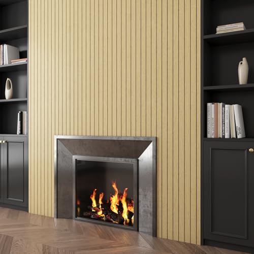 Decotalk White Oak Wood Slat Wall Panel Faux Wood Slat Panels Peel and Stick Woods Slats Panels Accent Wall Panel for Walls Ceiling 12x86.6 Inch White Oak Slats Walls Paneling Stick on Paneling - Image 4