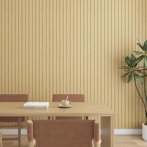 Decotalk White Oak Wood Slat Wall Panel Faux Wood Slat Panels Peel and Stick Woods Slats Panels Accent Wall Panel for Walls Ceiling 12x86.6 Inch White Oak Slats Walls Paneling Stick on Paneling - Image 3