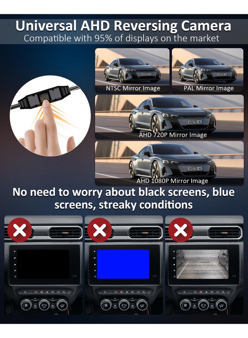 SANMUGEED Reversing Camera AHD 1080P/720P/CVBS/PAL 360° Rotatable Reverse Camera Front/Rear View Cameras Waterproof Parking Assistant 170° Wide Angle Fit Most RCA Monitor Universal 12-24V for Car Van SUV - Image 2