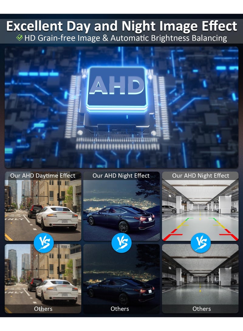 SANMUGEED Reversing Camera AHD 1080P/720P/CVBS/PAL 360° Rotatable Reverse Camera Front/Rear View Cameras Waterproof Parking Assistant 170° Wide Angle Fit Most RCA Monitor Universal 12-24V for Car Van SUV - Image 3