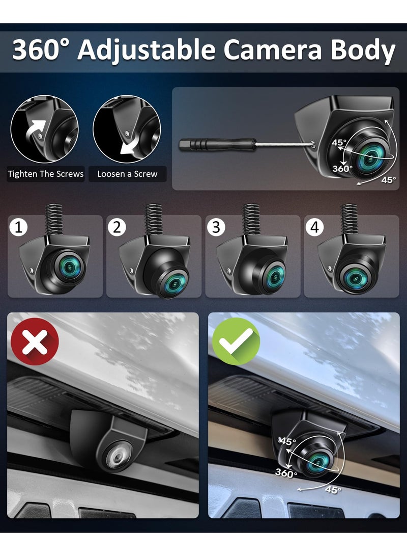 SANMUGEED Reversing Camera AHD 1080P/720P/CVBS/PAL 360° Rotatable Reverse Camera Front/Rear View Cameras Waterproof Parking Assistant 170° Wide Angle Fit Most RCA Monitor Universal 12-24V for Car Van SUV - Image 4