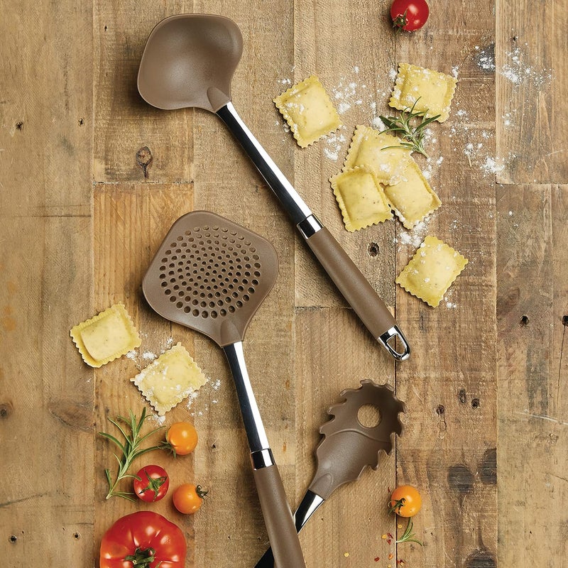 Anolon Gadgets Utensil Kitchen Pasta Cooking Tools Set 3 Piece Bronze Brown - Image 2