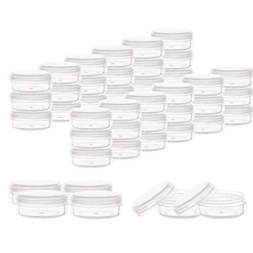 ZEJIA 10 Gram Sample Containers 40 Count Cosmetic Containers with Lids Refillable Empty Sample Jars Small Plastic Containers with Lids Clear