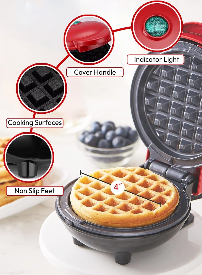 هوميفاي صانع الوافل الصغير متعدد الوظائف مقاس 4 بوصات ، الفطائر البلجيكية هاش براونز كيتو سناكس ساندويتش نفث البيض للأطفال والعائلات صينية كهربائية مدمجة غير لاصقة سطح 220 فولت - Image 2