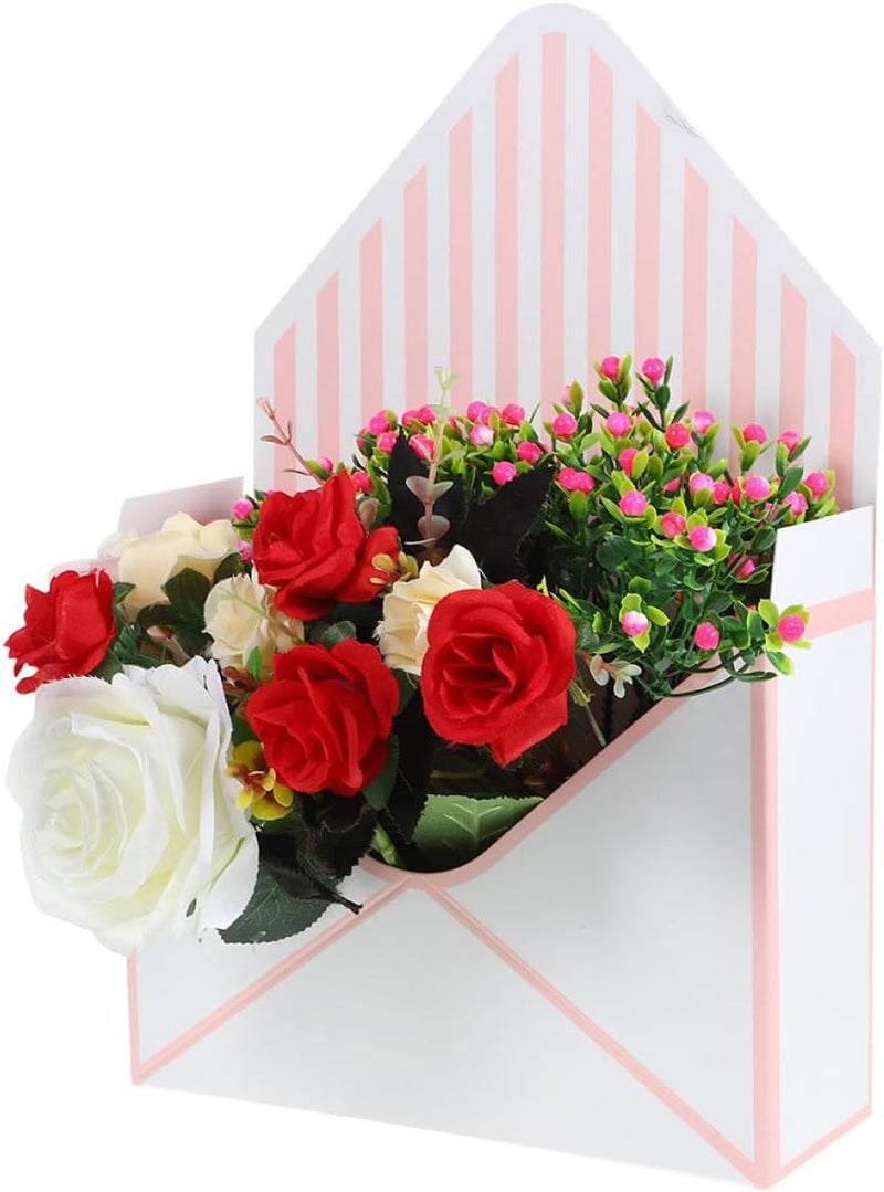 PERSELOSO 3pcs Flower Envelope Boxes Set, Paper Flower Wrapping Boxes with Red Polka Dot, Black White Dot, and Pink Stripe Designs, Foldable Bouquet Storage for Florists and Wrapping - Image 3