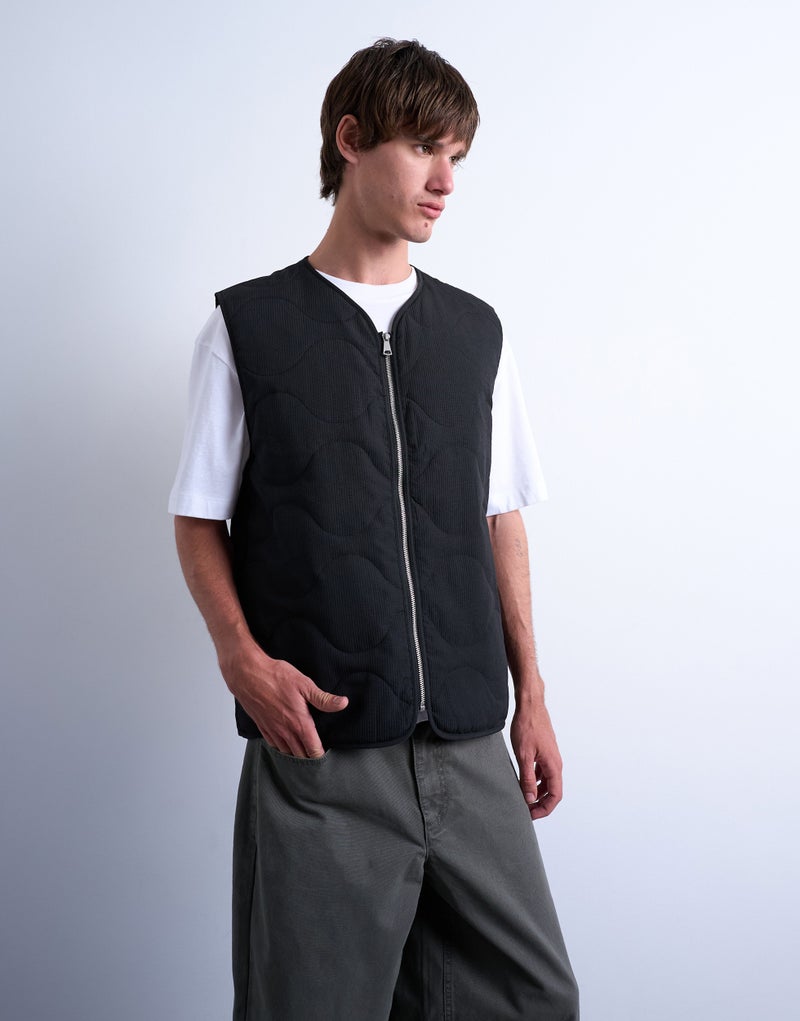 TOPMAN Square Quilted Gilet In Black - Image 1