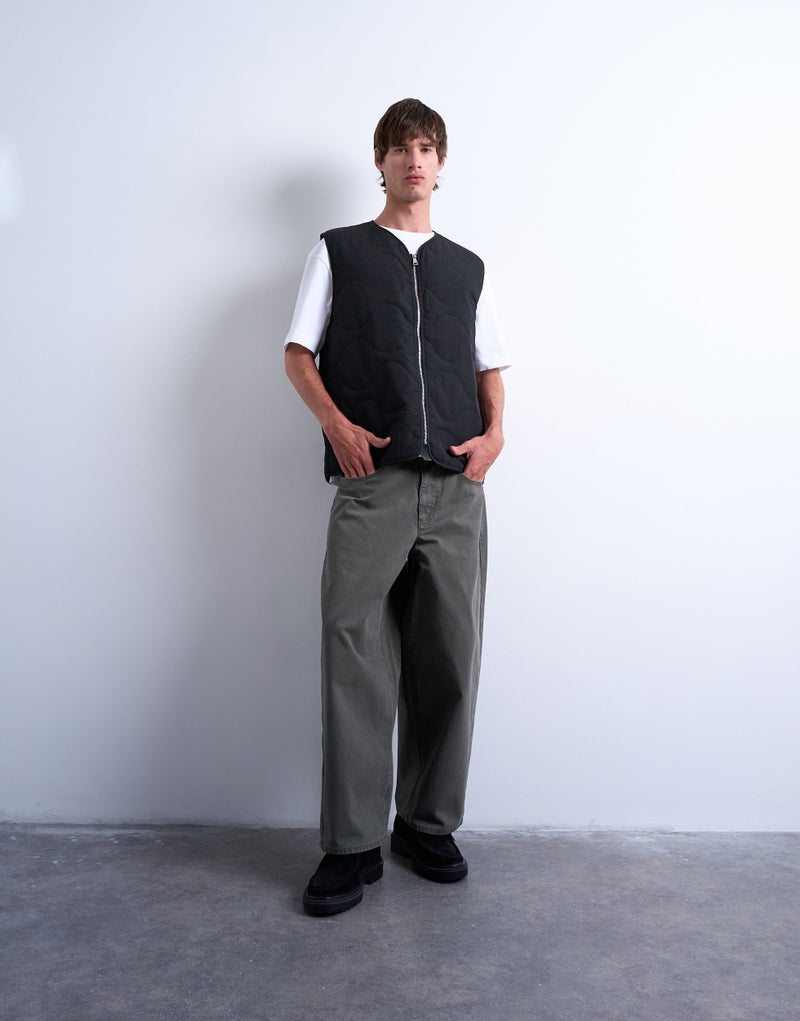 TOPMAN Square Quilted Gilet In Black - Image 5