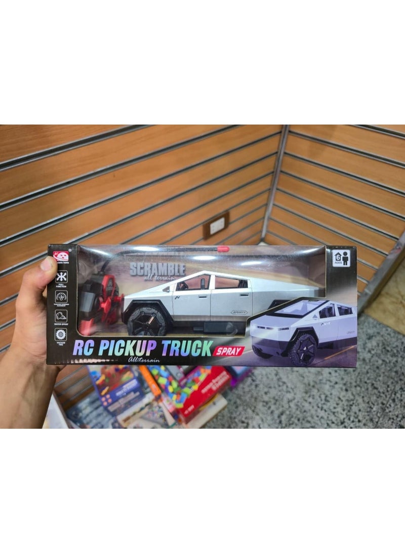 vGRASSP Tesla Cybertruck Style Remote Control Car for Kids, 4WD RC Pickup Truck with Smoke Spray Effect, LED Lights, USB Rechargeable Battery, 40MHz Remote Control, Off-Road Drift Toy Car, Gift for Boys and Girls - Image 2