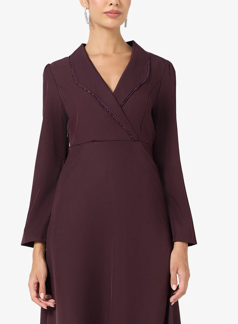 Khizana  Wrap Dress With Drop Waist Hem for Women | Best Price UAE