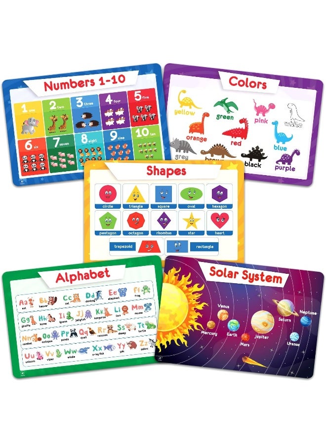 Simply Magic 5 Placemats for Kids - Educational Placemats: Alphabet, Shapes, Colors, Numbers, Solar System - Image 1