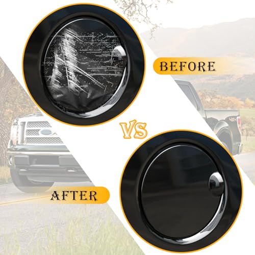 Jaronx Compatible With Ford F150 Gas Cap Cover Replacement 2009 2010 2011 2012 2013 2014 Black Fuel Door Cover for F150 9L3Z99405A26AA Fuel Tank Filler Cap For Ford Gas Door - Image 3