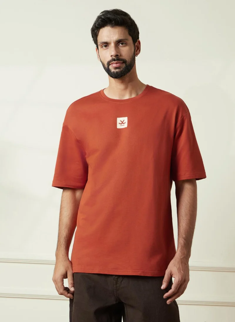 روجن Heavy GSM Back Print T-Shirt | Rust