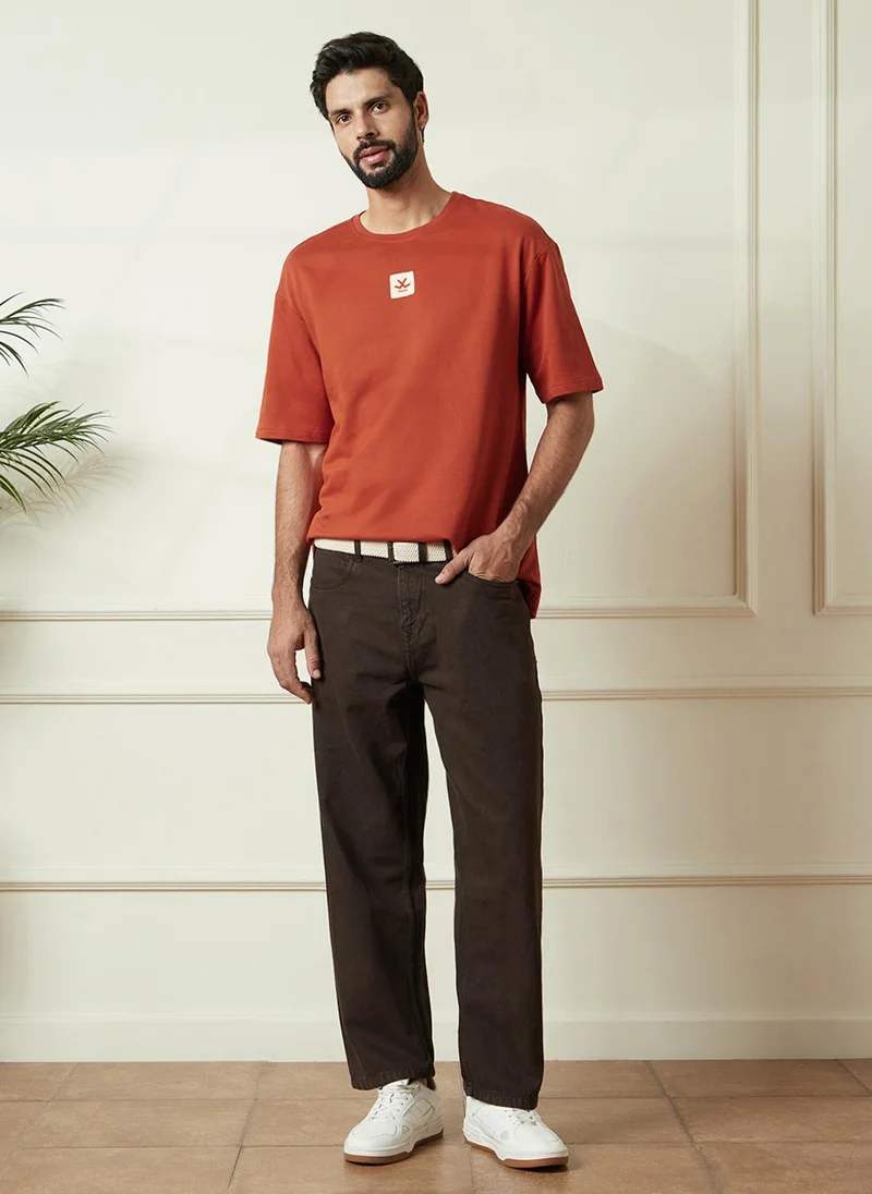 روجن Heavy GSM Back Print T-Shirt | Rust