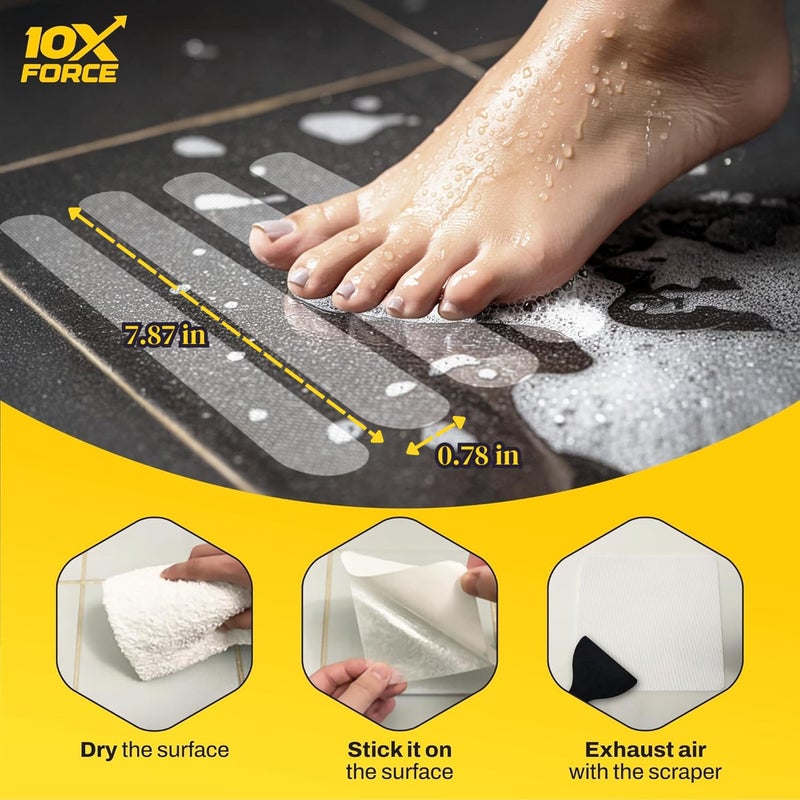 10XForce [Made in Korea] Ultra-Thin Bathtub Non Slip Stickers - Diamond Grip Non Slip Bathtub Stickers with Strong Adhesive for Elderly and Safety Use (20) - Image 5