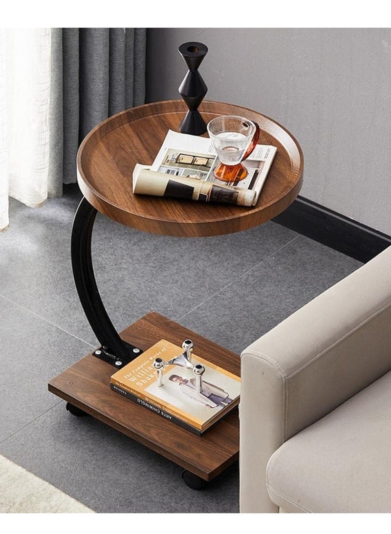 TRASSLE Sofa End Table, Narrow Side Table C Shaped Sofa Side Table with Metal Frame, Coffee Snack Couch Table for Living Room, Bedroom, Bedside - Image 4