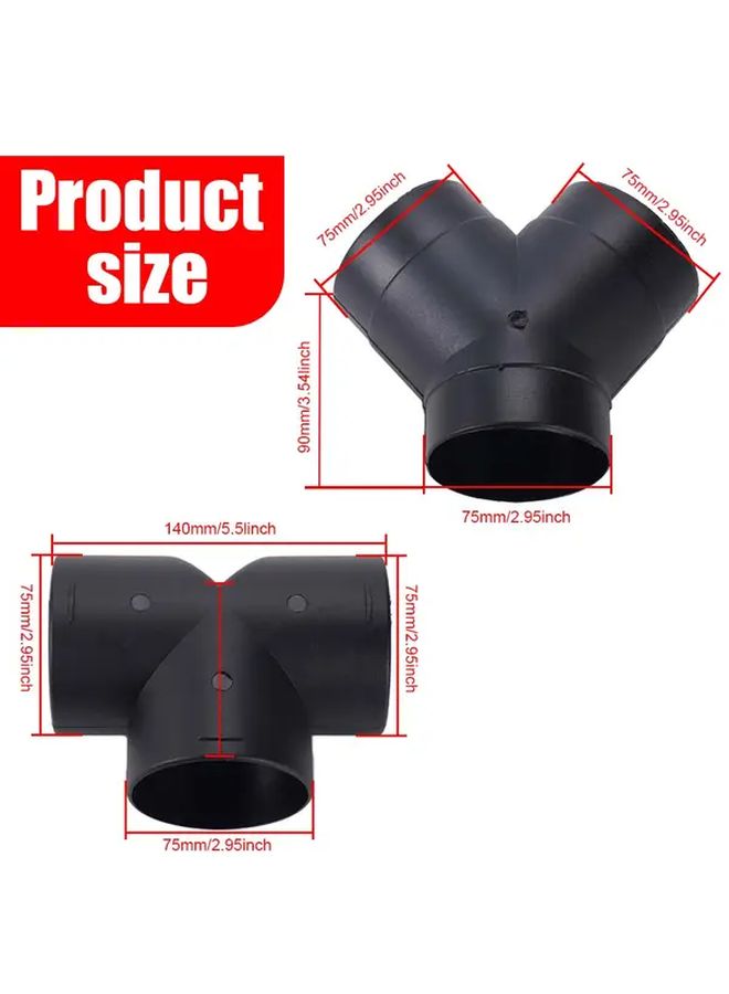 T Y Type 75mm Diesel Heater Duct Adapter With Elbow Pipes Heat Resistant - Image 2