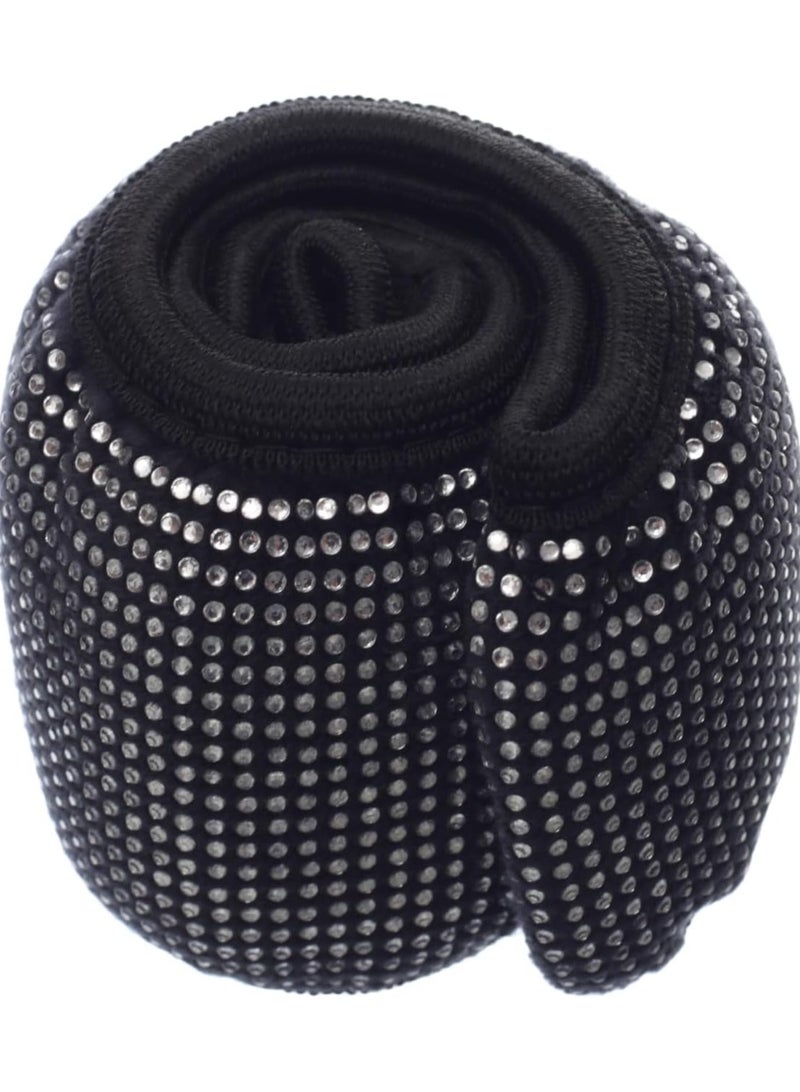 Generic Glitter Steering Wheel Cover - Black Crystal embroidered - Image 1