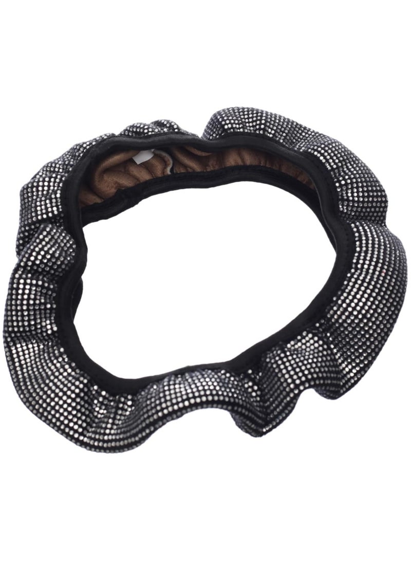 Generic Glitter Steering Wheel Cover - Black Crystal embroidered - Image 2