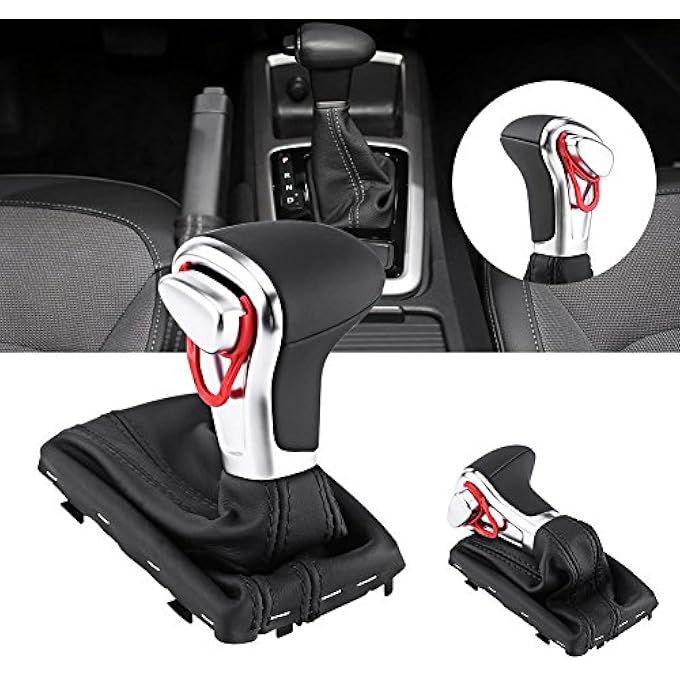 rayihni Keenso Automatic Gear Stick Knob Gaiter Boot Gear Stick Cover Leather Dustproof Cover Shifter Knob Black for A4L B8 B8PA - Image 5