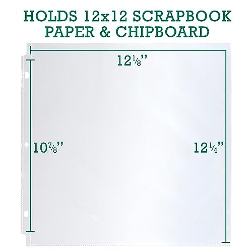 Samsill Scrapbook Refill Pages 12x12 Inch, 50 Pack, Fits 3 Ring Scrapbook Binders and 12x12 Photo Albums, Top-Loading, Heavy-Duty, Holds 2 Pages, Super Clear - Image 2